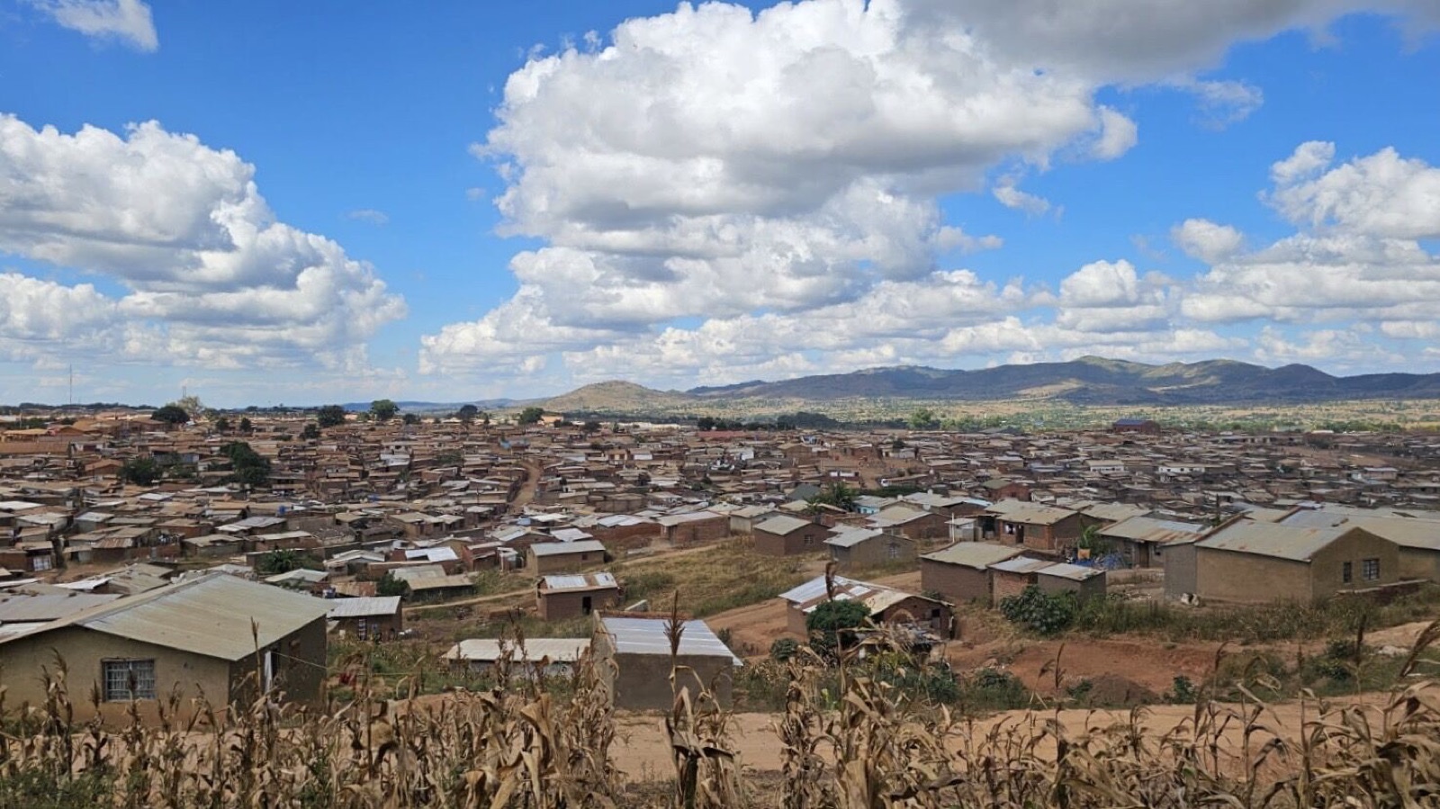 A panoramic view across Dzaleka Refugee Camp