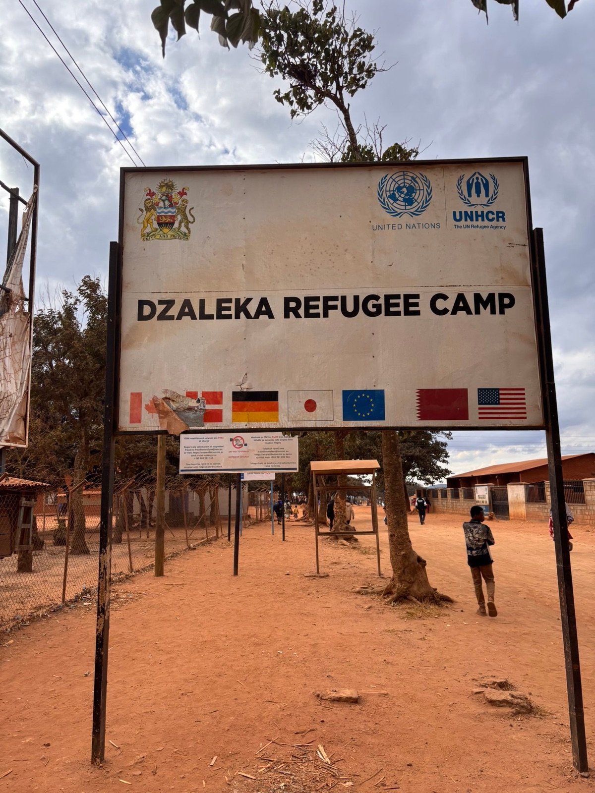 The entrance sign at Dzaleka Refugee Camp in Dowa District