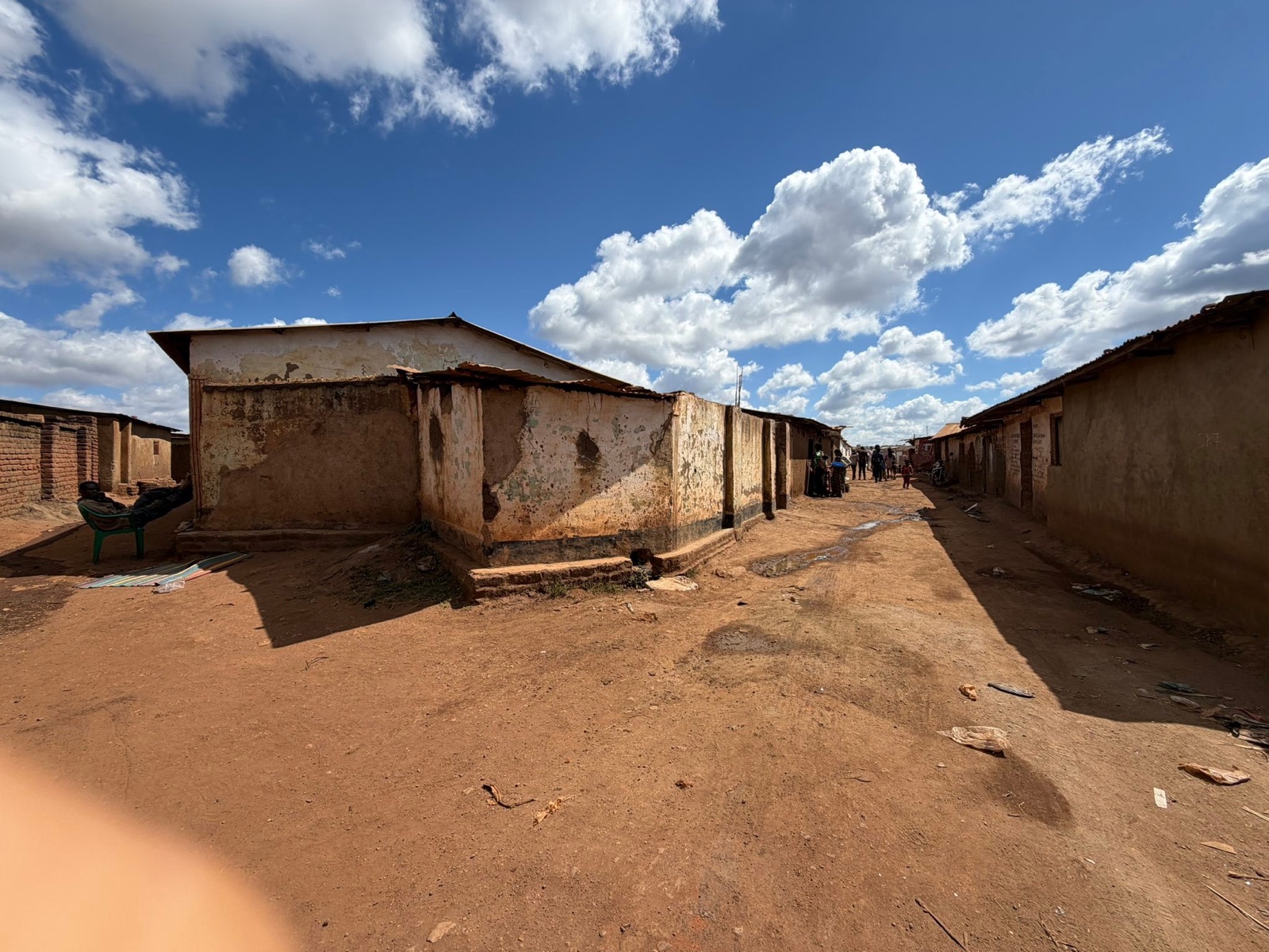 A residential street between houses in Dzaleka